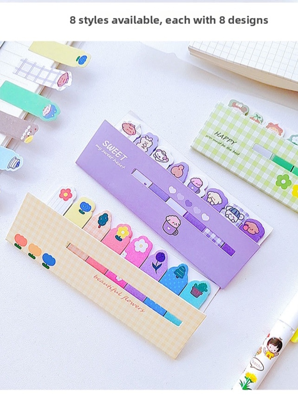 8 Cartoon Sticky Note Tab Set - Picture 8 of 8